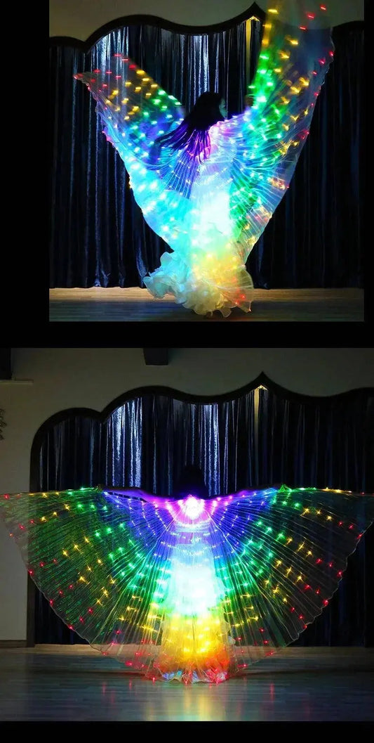 LED Luminescent Color Cloak Dancers Luminous Butterfly Wing Stage Performance Belly Dancing Party Photo Prop SS69
