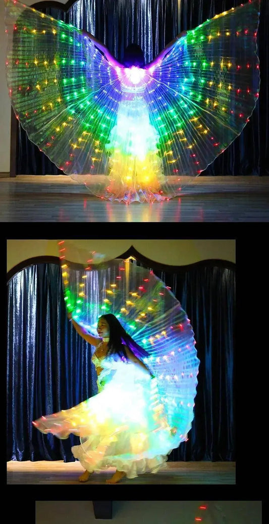 LED Luminescent Color Cloak Dancers Luminous Butterfly Wing Stage Performance Belly Dancing Party Photo Prop SS69