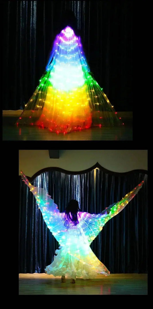 LED Luminescent Color Cloak Dancers Luminous Butterfly Wing Stage Performance Belly Dancing Party Photo Prop SS69