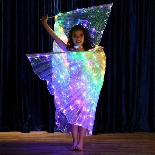 LED Luminescent Color Cloak Dancers Luminous Butterfly Wing Stage Performance Belly Dancing Party Photo Prop SS69