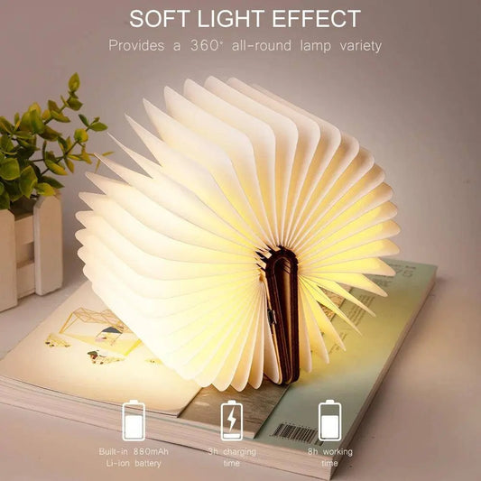 LED Wooden Book Lamp Children Reading light USB Bedside Table Lamp 3 Color Bedroom Art Decor Night Light for Kids Birthday Gift SS69