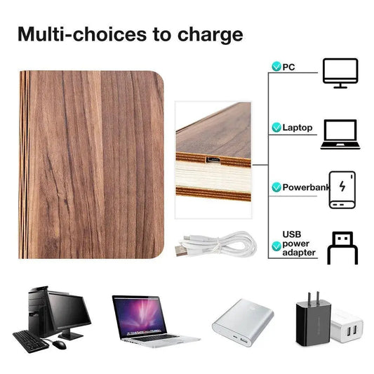 LED Wooden Book Lamp Children Reading light USB Bedside Table Lamp 3 Color Bedroom Art Decor Night Light for Kids Birthday Gift SS69