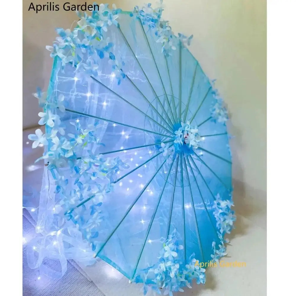 LED Yarn Silk Cloth Lace Decorative Umbrella Beach Parasol Princess Chinese Japan Umbrella Drama Craft Umbrella Cosplay - SS69