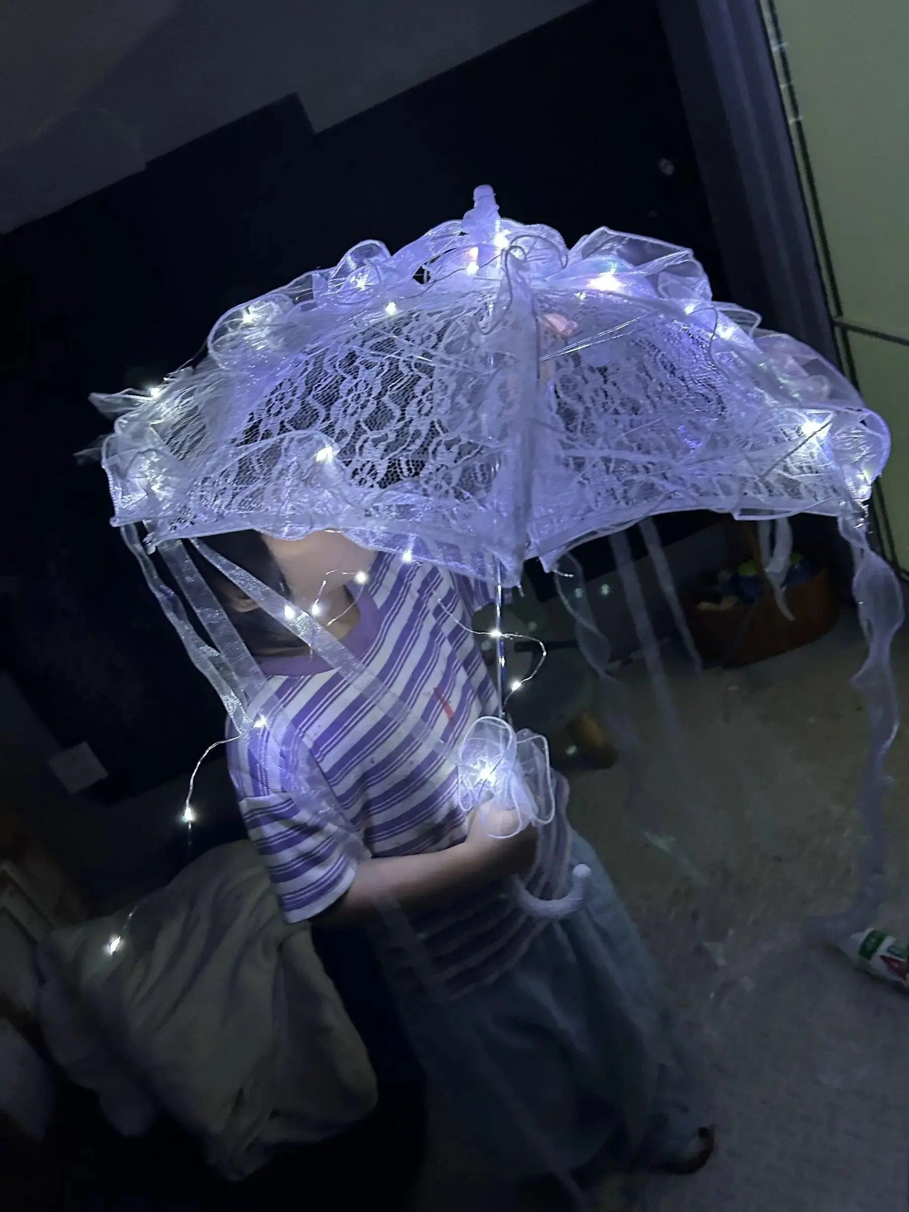 LED Yarn Silk Cloth Lace Decorative Umbrella Beach Parasol Princess Chinese Japan Umbrella Drama Craft Umbrella Cosplay - SS69