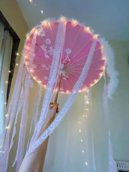 LED Yarn Silk Cloth Lace Decorative Umbrella Beach Parasol Princess Chinese Japan Umbrella Drama Craft Umbrella Cosplay SS69