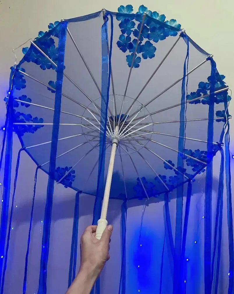 LED Yarn Silk Cloth Lace Decorative Umbrella Beach Parasol Princess Chinese Japan Umbrella Drama Craft Umbrella Cosplay SS69