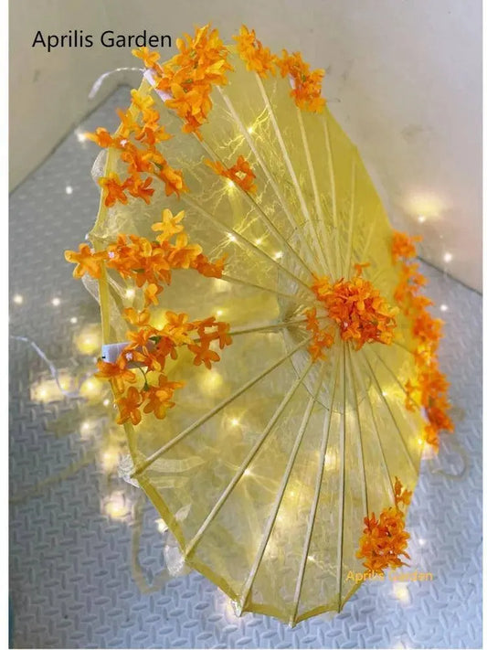 LED Yarn Silk Cloth Lace Decorative Umbrella Beach Parasol Princess Chinese Japan Umbrella Drama Craft Umbrella Cosplay SS69