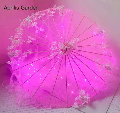 LED Yarn Silk Cloth Lace Decorative Umbrella Beach Parasol Princess Chinese Japan Umbrella Drama Craft Umbrella Cosplay SS69