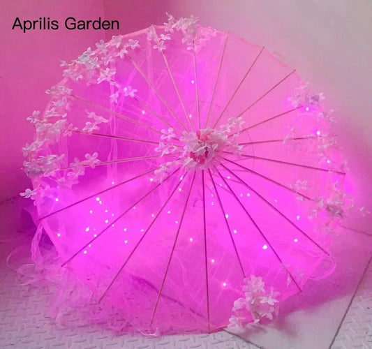 LED Yarn Silk Cloth Lace Decorative Umbrella Beach Parasol Princess Chinese Japan Umbrella Drama Craft Umbrella Cosplay SS69