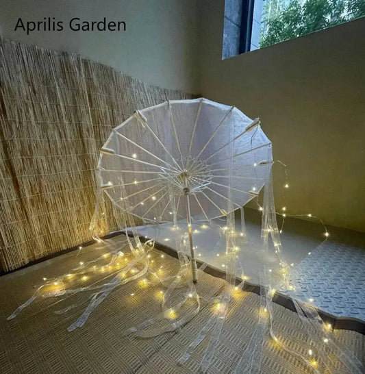 LED Yarn Silk Cloth Lace Decorative Umbrella Beach Parasol Princess Chinese Japan Umbrella Drama Craft Umbrella Cosplay SS69