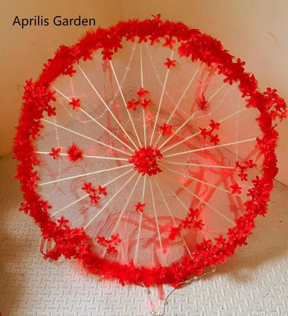 LED Yarn Silk Cloth Lace Decorative Umbrella Beach Parasol Princess Chinese Japan Umbrella Drama Craft Umbrella Cosplay SS69