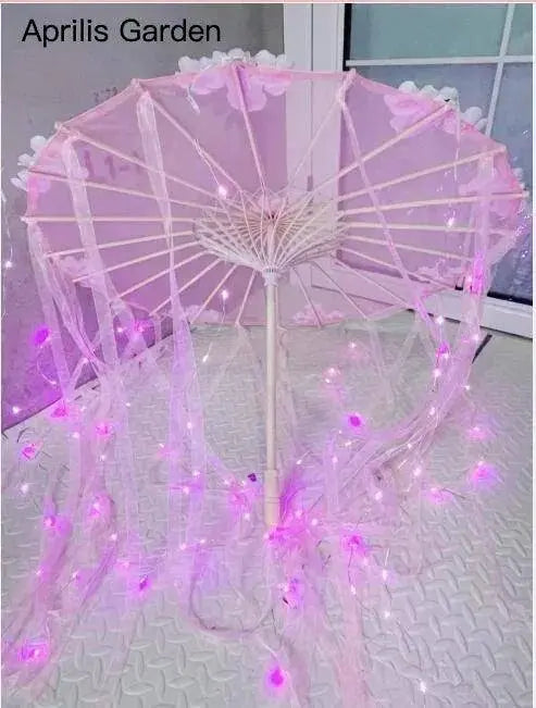 LED Yarn Silk Cloth Lace Decorative Umbrella Beach Parasol Princess Chinese Japan Umbrella Drama Craft Umbrella Cosplay SS69