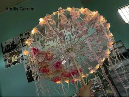 LED Yarn Silk Cloth Lace Decorative Umbrella Beach Parasol Princess Chinese Japan Umbrella Drama Craft Umbrella Cosplay SS69