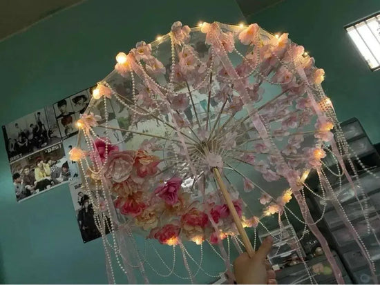 LED Yarn Silk Cloth Lace Decorative Umbrella Beach Parasol Princess Chinese Japan Umbrella Drama Craft Umbrella Cosplay SS69