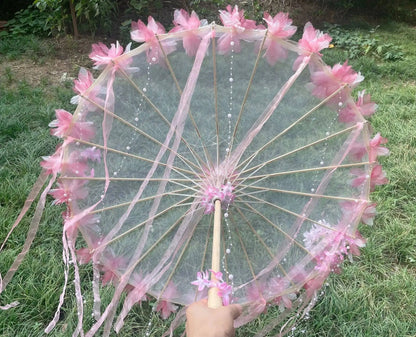 LED Yarn Silk Cloth Lace Decorative Umbrella Beach Parasol Princess Chinese Japan Umbrella Drama Craft Umbrella Cosplay SS69