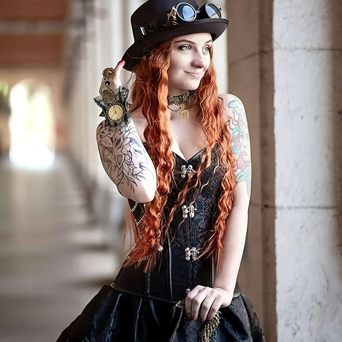 LaVenty Steampunk Accessories Women Vintage Clockwork Earrings Gloves Gothic Lace Wristband Bracelet Gear Choker Necklace Halloween Steampunk Costume SS69