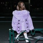 Lautaro Autumn Oversized Sweet Cute Soft Purple Black Faux Fur Coat Women with Bunny Ears Kawaii Loose Fluffy Jacket Hoodie 2025 - SS69