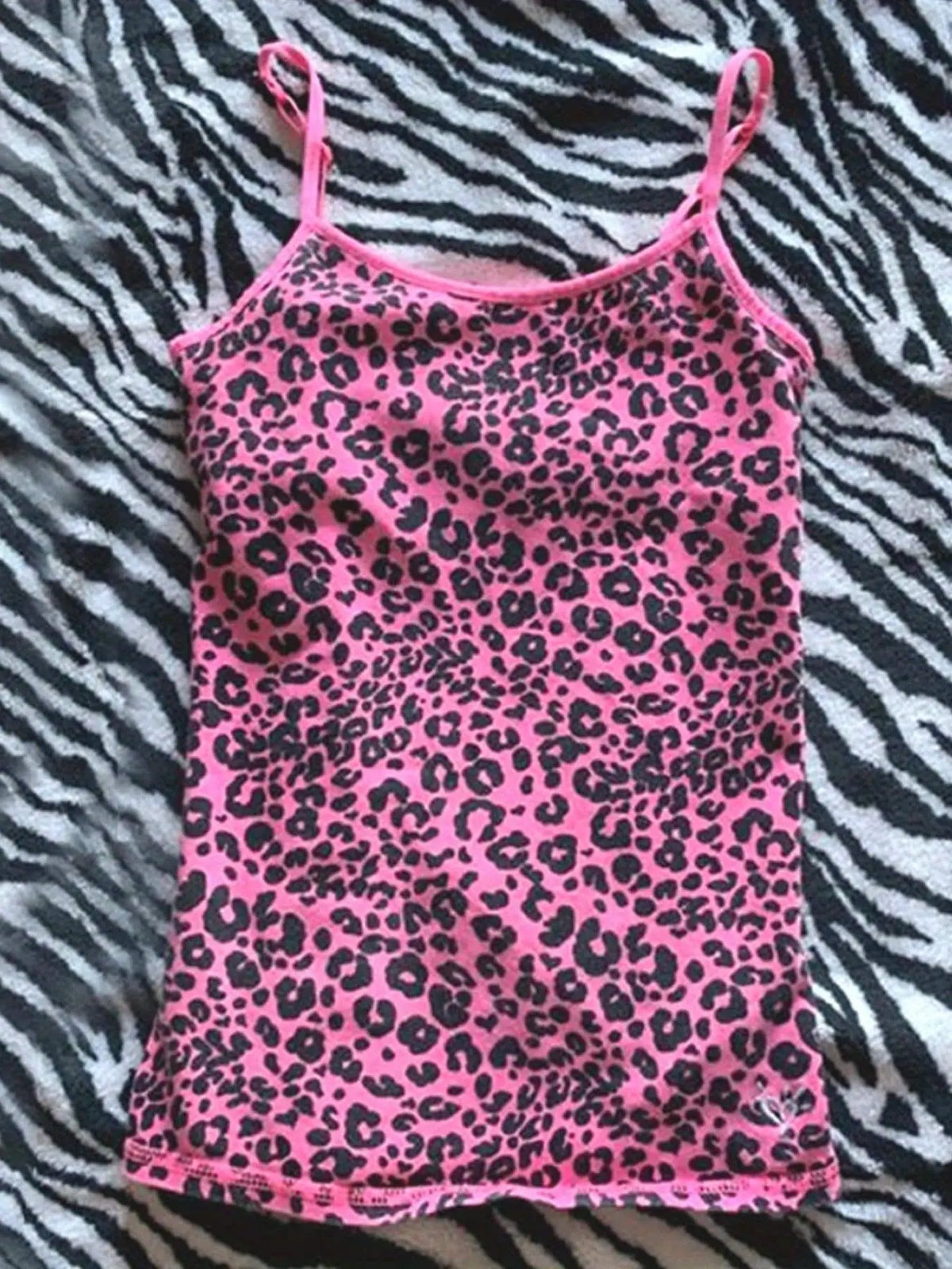 Leopard Print Cami Top, Casual Crew Neck Sleeveless Slim Spaghetti Strap Top For Spring & Summer, Women's Clothing - SS69