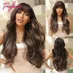 Light Pink Long Wavy Cosplay Synthetic Hair Wigs with Bangs for White Women Afro Lolita Water Wave Halloween Heat Reisitant Wig - SS69