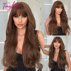 Light Pink Long Wavy Cosplay Synthetic Hair Wigs with Bangs for White Women Afro Lolita Water Wave Halloween Heat Reisitant Wig - SS69