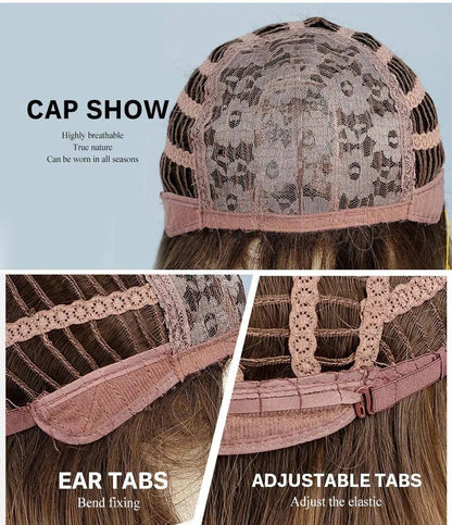 Light Pink Long Wavy Cosplay Synthetic Hair Wigs with Bangs for White Women Afro Lolita Water Wave Halloween Heat Reisitant Wig - SS69