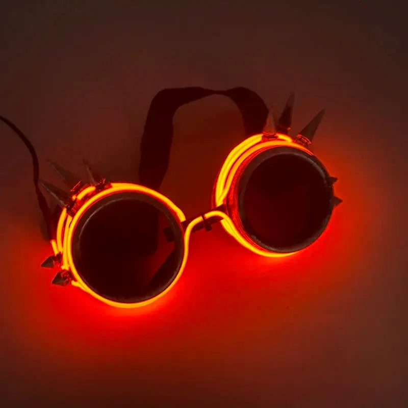 Light Up Led Steampunk Glasses Neon Music Concert Fluorescent Party Christmas Gifts Glowing Wire Gothic Round Frame Glasses SS69