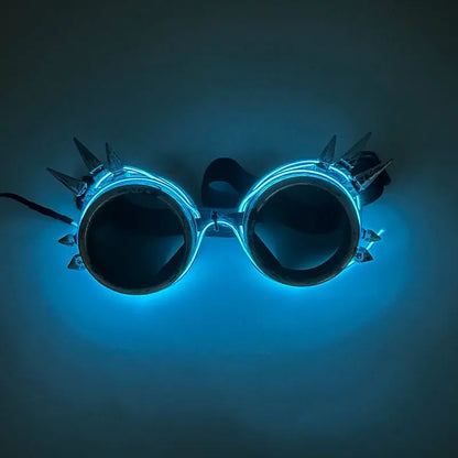 Light Up Led Steampunk Glasses Neon Music Concert Fluorescent Party Christmas Gifts Glowing Wire Gothic Round Frame Glasses SS69