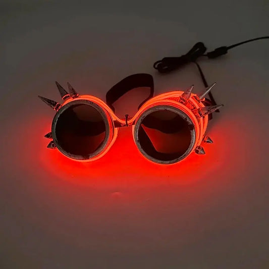 Light Up Led Steampunk Glasses Neon Music Concert Fluorescent Party Christmas Gifts Glowing Wire Gothic Round Frame Glasses SS69