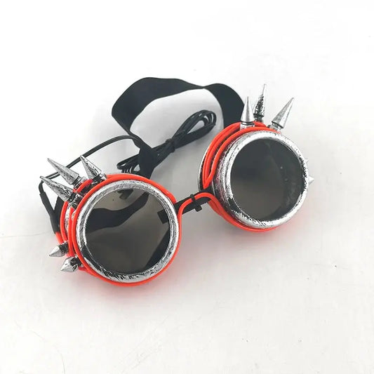 Light Up Led Steampunk Glasses Neon Music Concert Fluorescent Party Christmas Gifts Glowing Wire Gothic Round Frame Glasses SS69