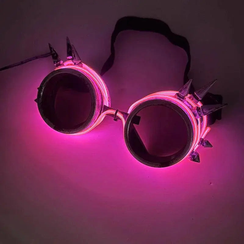 Light Up Led Steampunk Glasses Neon Music Concert Fluorescent Party Christmas Gifts Glowing Wire Gothic Round Frame Glasses SS69