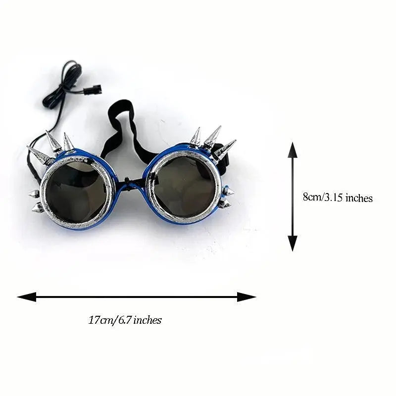 Light Up Led Steampunk Glasses Neon Music Concert Fluorescent Party Christmas Gifts Glowing Wire Gothic Round Frame Glasses SS69