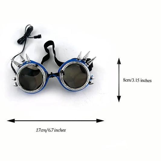 Light Up Led Steampunk Glasses Neon Music Concert Fluorescent Party Christmas Gifts Glowing Wire Gothic Round Frame Glasses SS69