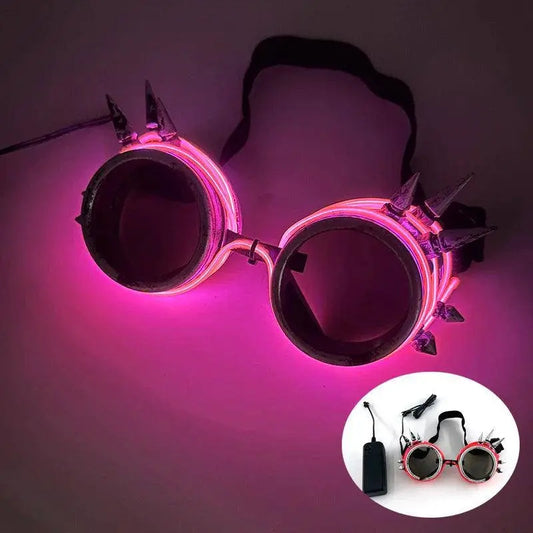Light Up Led Steampunk Glasses Neon Music Concert Fluorescent Party Christmas Gifts Glowing Wire Gothic Round Frame Glasses SS69