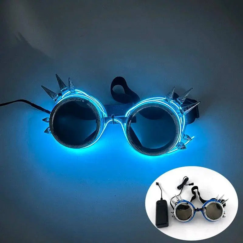 Light Up Led Steampunk Glasses Neon Music Concert Fluorescent Party Christmas Gifts Glowing Wire Gothic Round Frame Glasses SS69