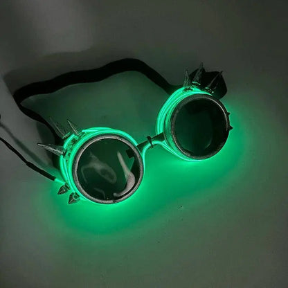 Light Up Led Steampunk Glasses Neon Music Concert Fluorescent Party Christmas Gifts Glowing Wire Gothic Round Frame Glasses SS69