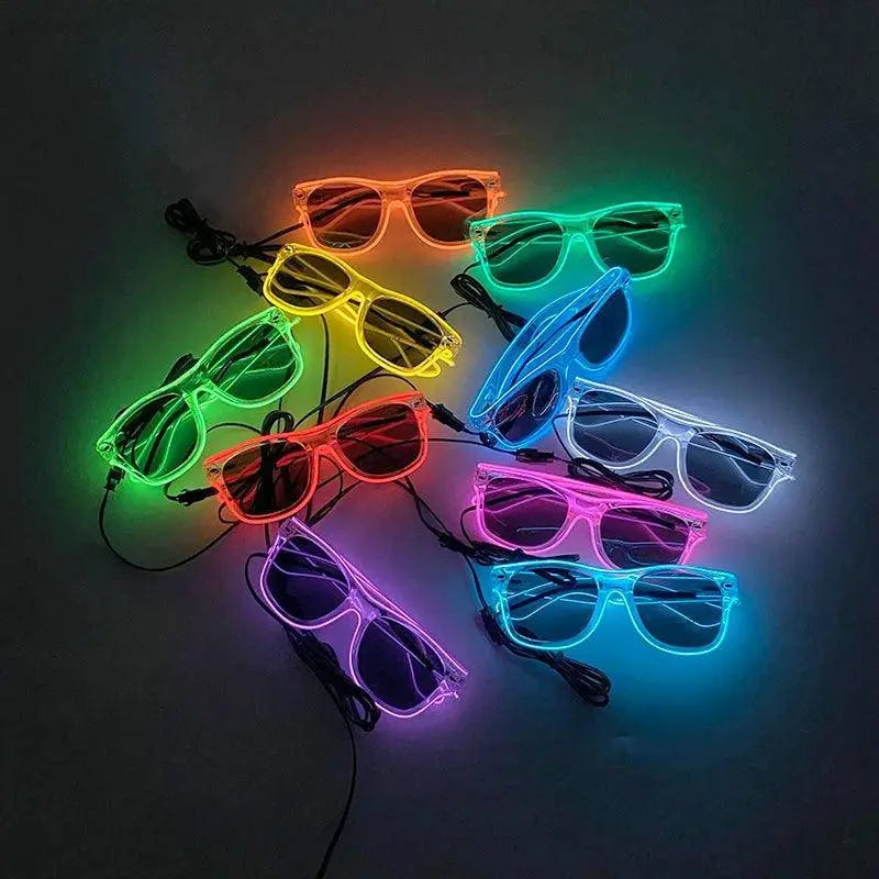 Light Up Led Steampunk Glasses Neon Music Concert Fluorescent Party Christmas Gifts Glowing Wire Gothic Round Frame Glasses SS69