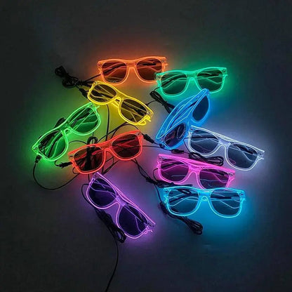 Light Up Led Steampunk Glasses Neon Music Concert Fluorescent Party Christmas Gifts Glowing Wire Gothic Round Frame Glasses SS69
