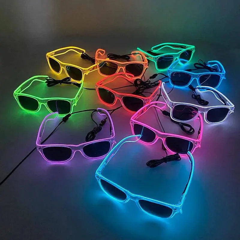 Light Up Led Steampunk Glasses Neon Music Concert Fluorescent Party Christmas Gifts Glowing Wire Gothic Round Frame Glasses SS69