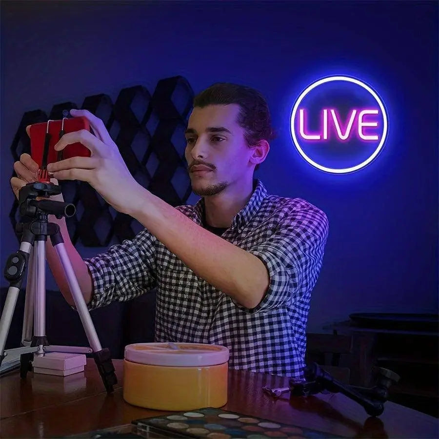 Light Up Your Streams: 1pc LIVE Neon Sign - Perfect For Twitch, Tiktok, Streamers/Gamers! - SS69