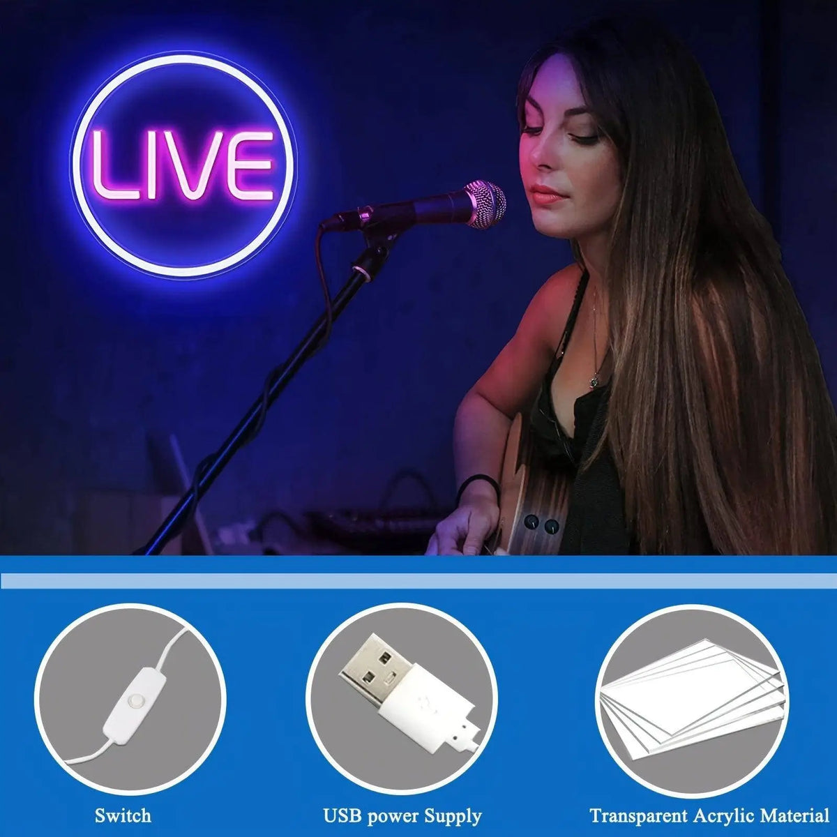 Light Up Your Streams: 1pc LIVE Neon Sign - Perfect For Twitch, Tiktok, Streamers/Gamers! - SS69