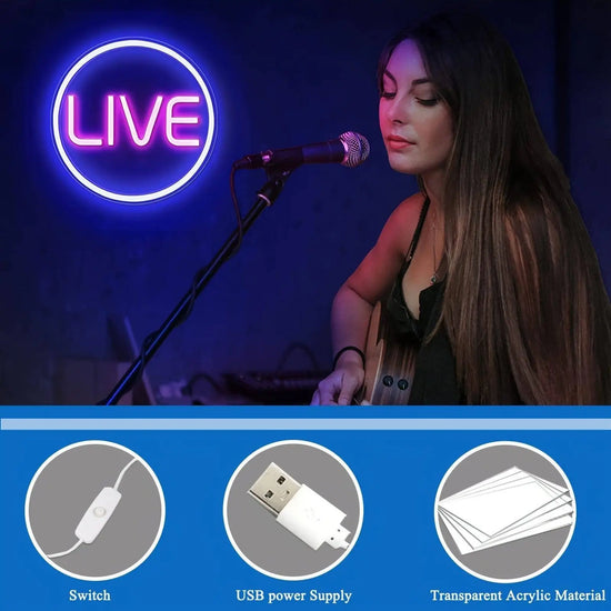 Light Up Your Streams: 1pc LIVE Neon Sign - Perfect For Twitch, Tiktok, Streamers/Gamers! - SS69