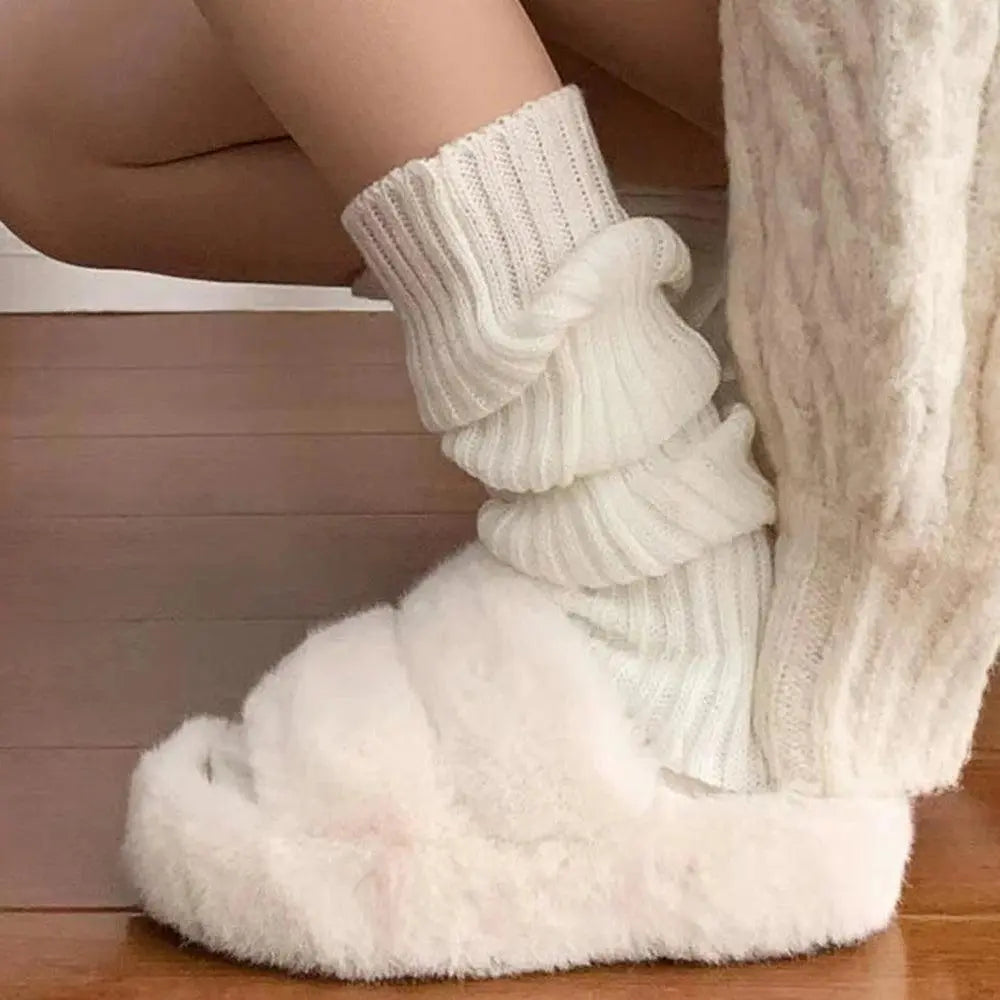 Lolita Leg Warmers Women Long Socks Knitted Warm Foot Cover White Arm Warmer Ladies Autumn Winter Crochet Socks Boot Cuffs - SS69