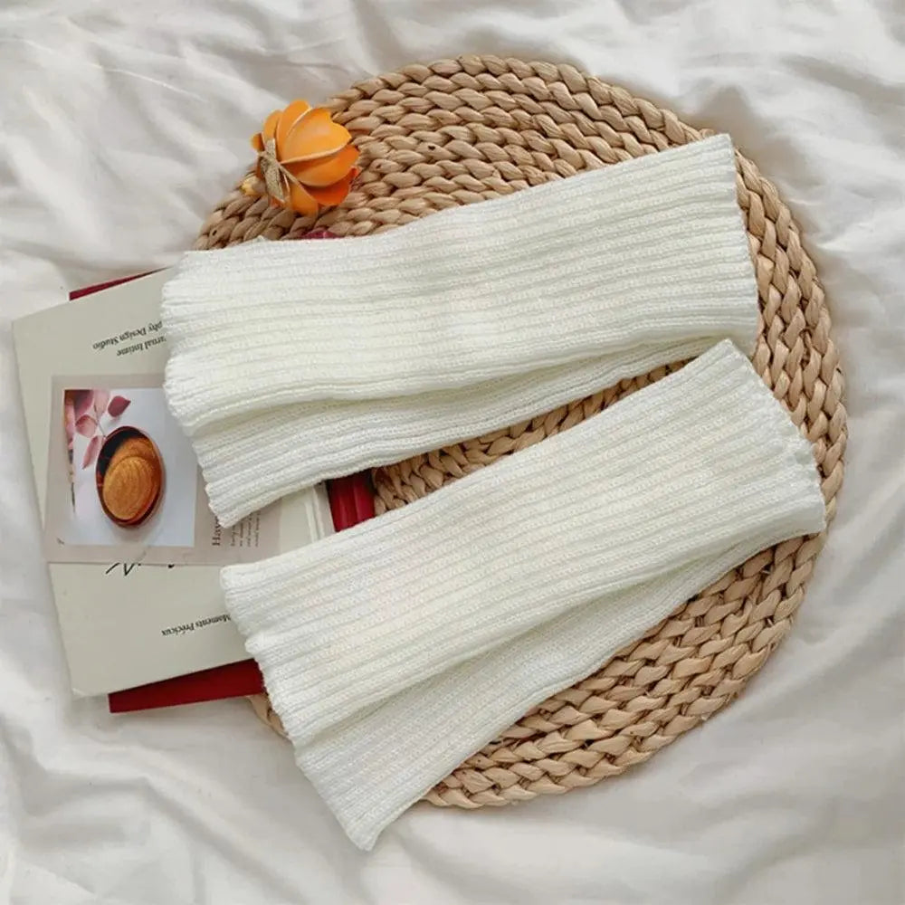 Lolita Leg Warmers Women Long Socks Knitted Warm Foot Cover White Arm Warmer Ladies Autumn Winter Crochet Socks Boot Cuffs - SS69