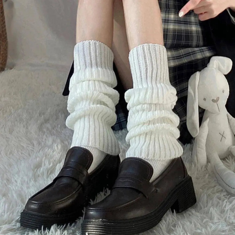Lolita Leg Warmers Women Long Socks Knitted Warm Foot Cover White Arm Warmer Ladies Autumn Winter Crochet Socks Boot Cuffs SS69
