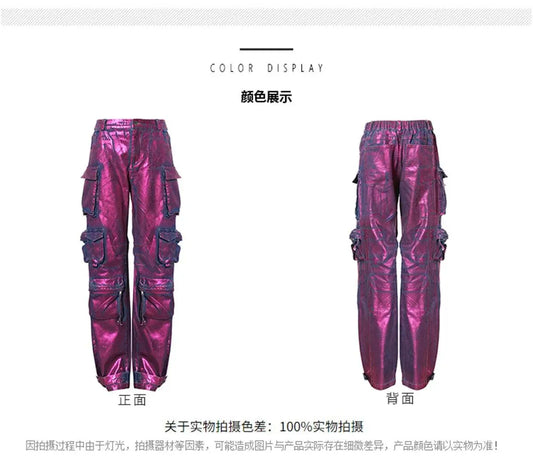 Luxury Purple Bronzing jeans Gold  women's leggings engineering Wholesale Women's Washed Wideleg Pants New Baggy Jeans SS69