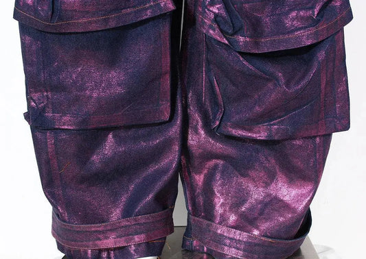 Luxury Purple Bronzing jeans Gold  women's leggings engineering Wholesale Women's Washed Wideleg Pants New Baggy Jeans SS69