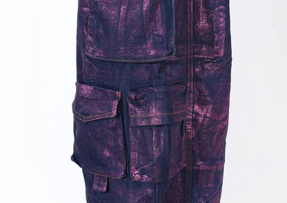 Luxury Purple Bronzing jeans Gold  women's leggings engineering Wholesale Women's Washed Wideleg Pants New Baggy Jeans SS69