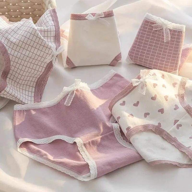 M-XL women's Cotton Underwear Girls Cute Bow Briefs Mid-Waist Seamless Panties Fashion Solid Color Underpants Female Lingerie SS69
