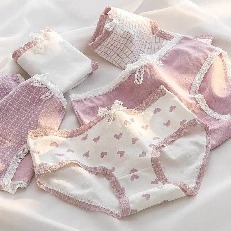 M-XL women's Cotton Underwear Girls Cute Bow Briefs Mid-Waist Seamless Panties Fashion Solid Color Underpants Female Lingerie SS69