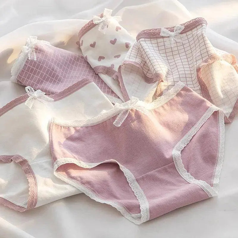 M-XL women's Cotton Underwear Girls Cute Bow Briefs Mid-Waist Seamless Panties Fashion Solid Color Underpants Female Lingerie SS69